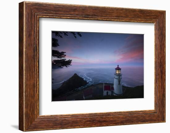Umpqua River Lighthouse at sunset, Cape Disappointment, Oregon, USA-Panoramic Images-Framed Photographic Print