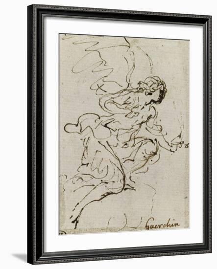 Un ange, de profil vers la droite ; Une demi-figure d'enfant tourné vers la gauche ; Une figure à-Guerchin Le-Framed Giclee Print