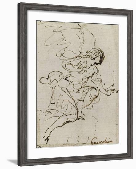 Un ange, de profil vers la droite ; Une demi-figure d'enfant tourné vers la gauche ; Une figure à-Guerchin Le-Framed Giclee Print