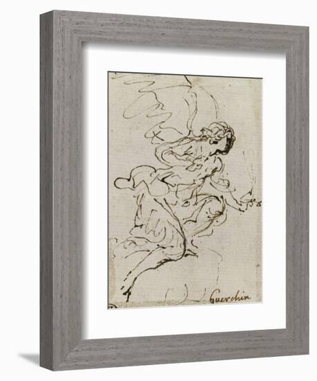 Un ange, de profil vers la droite ; Une demi-figure d'enfant tourné vers la gauche ; Une figure à-Guerchin Le-Framed Giclee Print