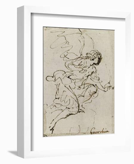 Un ange, de profil vers la droite ; Une demi-figure d'enfant tourné vers la gauche ; Une figure à-Guerchin Le-Framed Giclee Print