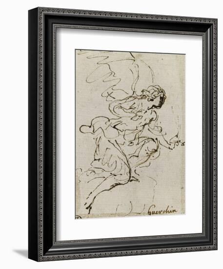 Un ange, de profil vers la droite ; Une demi-figure d'enfant tourné vers la gauche ; Une figure à-Guerchin Le-Framed Giclee Print