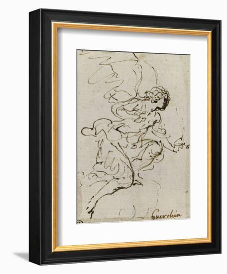 Un ange, de profil vers la droite ; Une demi-figure d'enfant tourné vers la gauche ; Une figure à-Guerchin Le-Framed Giclee Print