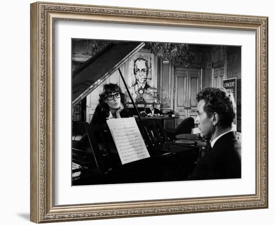 Un Clair by Lune a Maubeuge by JeanCherasse with Bernadette Lafont and Pierre Perr 1962 (b/w photo)-null-Framed Photo