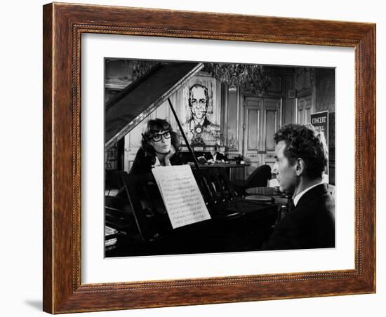 Un Clair by Lune a Maubeuge by JeanCherasse with Bernadette Lafont and Pierre Perr 1962 (b/w photo)-null-Framed Photo