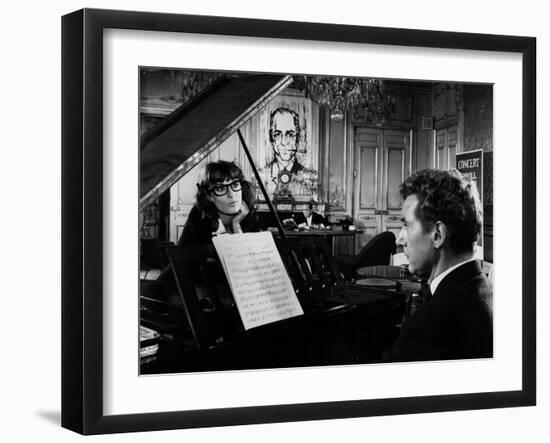 Un Clair by Lune a Maubeuge by JeanCherasse with Bernadette Lafont and Pierre Perr 1962 (b/w photo)-null-Framed Photo