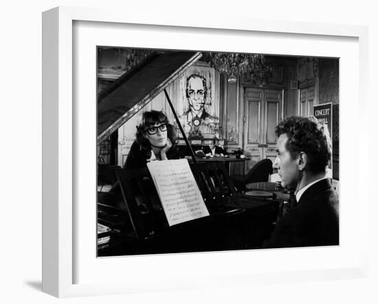 Un Clair by Lune a Maubeuge by JeanCherasse with Bernadette Lafont and Pierre Perr 1962 (b/w photo)-null-Framed Photo