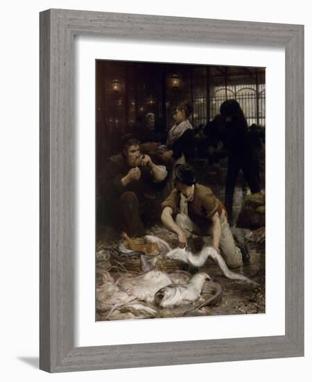 Un coin de la Halle aux poissons le matin (1880)-Victor Gabriel Gilbert-Framed Giclee Print