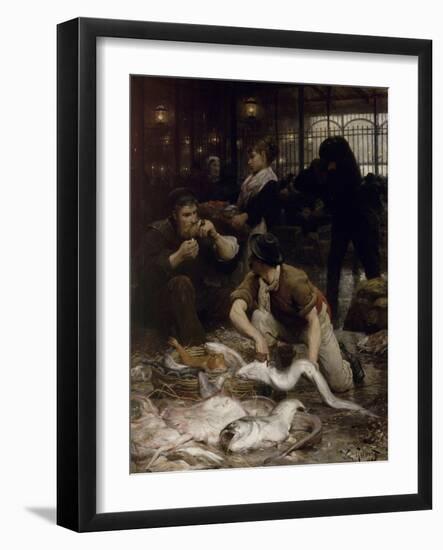 Un coin de la Halle aux poissons le matin (1880)-Victor Gabriel Gilbert-Framed Giclee Print