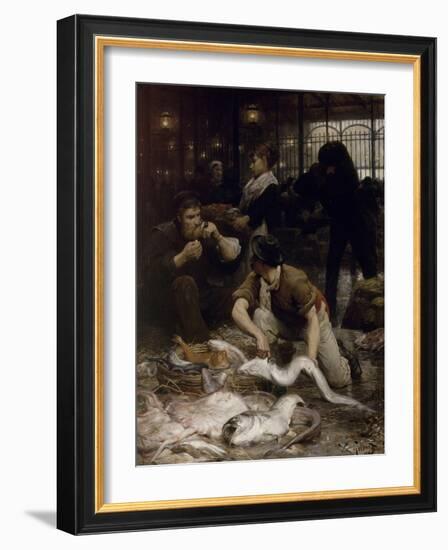 Un coin de la Halle aux poissons le matin (1880)-Victor Gabriel Gilbert-Framed Giclee Print