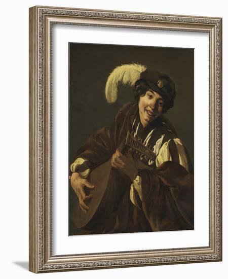 Un Garcon Joue Du Luth (L'ouie, Serie Des Cinq Sens) - A Boy Playing the Lute (Hearing. from the Se-Hendrick Jansz Terbrugghen-Framed Giclee Print