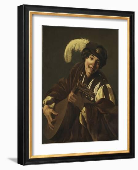 Un Garcon Joue Du Luth (L'ouie, Serie Des Cinq Sens) - A Boy Playing the Lute (Hearing. from the Se-Hendrick Jansz Terbrugghen-Framed Giclee Print