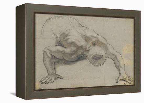 Un homme renversé la face contre terre, s'appuyant sur les deux mains-Antoine Coypel-Framed Premier Image Canvas