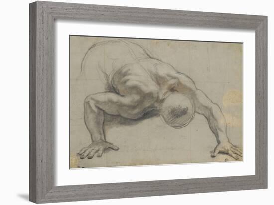 Un homme renversé la face contre terre, s'appuyant sur les deux mains-Antoine Coypel-Framed Giclee Print