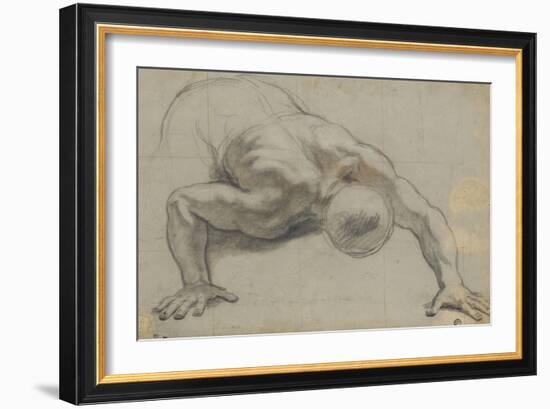 Un homme renversé la face contre terre, s'appuyant sur les deux mains-Antoine Coypel-Framed Giclee Print