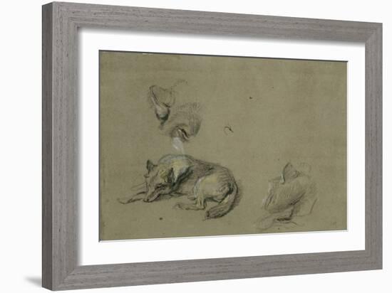 Un loup couché et deux têtes-Pieter Boel-Framed Giclee Print