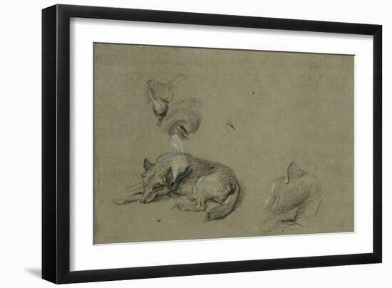 Un loup couché et deux têtes-Pieter Boel-Framed Giclee Print