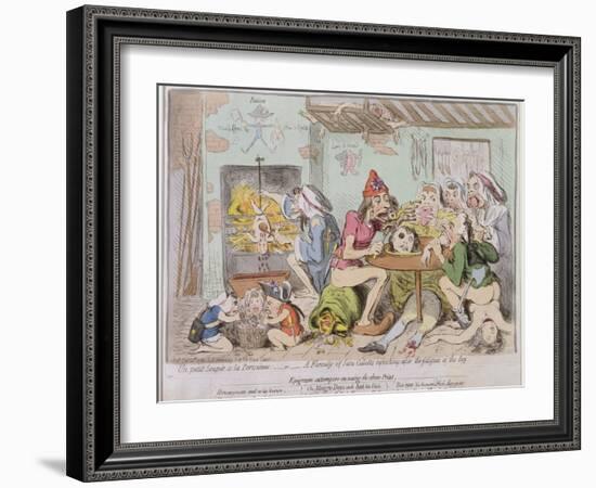 Un Petit Souper a La Parisienne, or a Family of Sans-Culottes Refreshing after the Fatigues of…-James Gillray-Framed Giclee Print