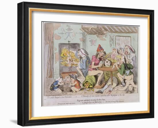 Un Petit Souper a La Parisienne, or a Family of Sans-Culottes Refreshing after the Fatigues of…-James Gillray-Framed Giclee Print