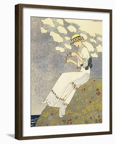 Un Peu, Design For a Country Dress by Paquin, c.1913-Georges Barbier-Framed Giclee Print