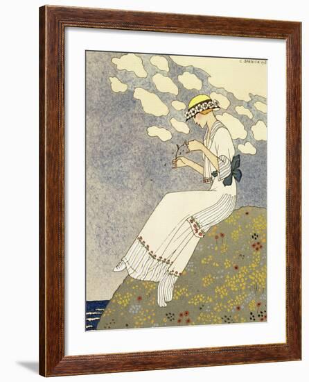 Un Peu, Design For a Country Dress by Paquin, c.1913-Georges Barbier-Framed Giclee Print