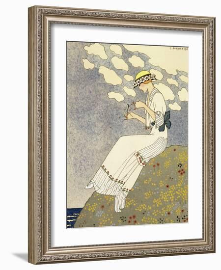 Un Peu, Design For a Country Dress by Paquin, c.1913-Georges Barbier-Framed Giclee Print