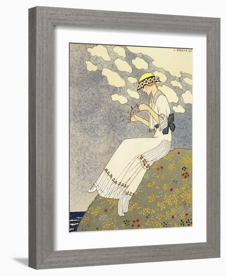 Un Peu, Design For a Country Dress by Paquin, c.1913-Georges Barbier-Framed Giclee Print