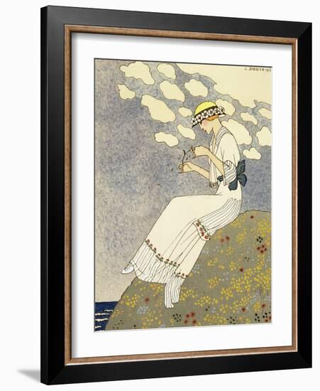 Un Peu, Design For a Country Dress by Paquin, c.1913-Georges Barbier-Framed Giclee Print