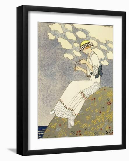 Un Peu, Design For a Country Dress by Paquin, c.1913-Georges Barbier-Framed Giclee Print