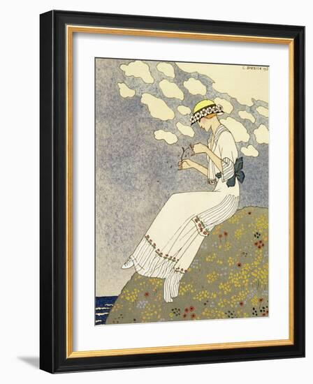 Un Peu, Design For a Country Dress by Paquin, c.1913-Georges Barbier-Framed Giclee Print