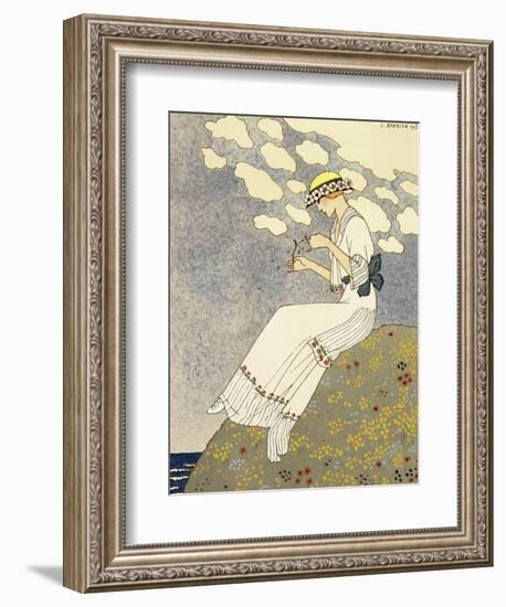 Un Peu, Design For a Country Dress by Paquin, c.1913-Georges Barbier-Framed Giclee Print