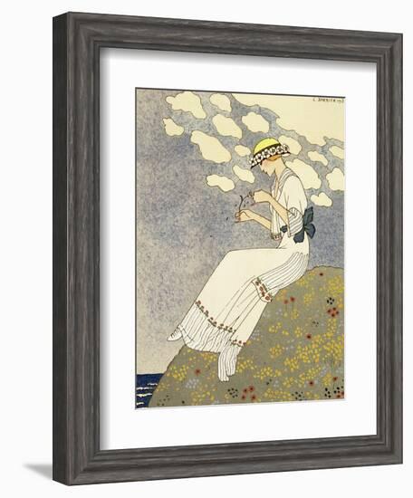 Un Peu, Design For a Country Dress by Paquin, c.1913-Georges Barbier-Framed Giclee Print