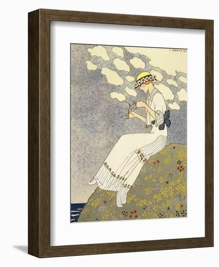 Un Peu, Design For a Country Dress by Paquin, c.1913-Georges Barbier-Framed Giclee Print