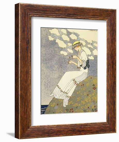 Un Peu, Design For a Country Dress by Paquin, c.1913-Georges Barbier-Framed Giclee Print