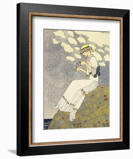 Un Peu, Design For a Country Dress by Paquin, c.1913-Georges Barbier-Framed Giclee Print