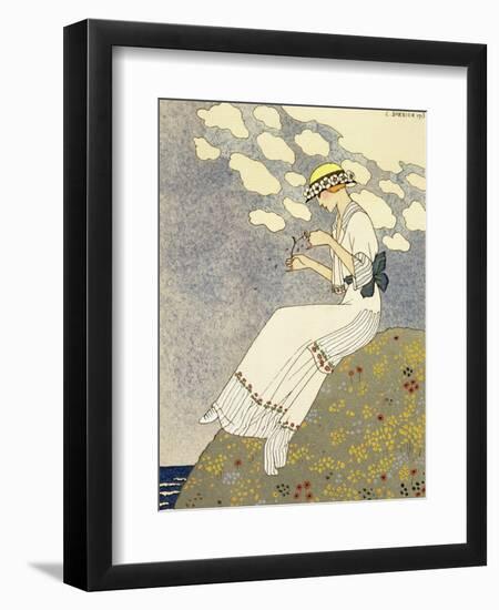 Un Peu, Design For a Country Dress by Paquin, c.1913-Georges Barbier-Framed Giclee Print