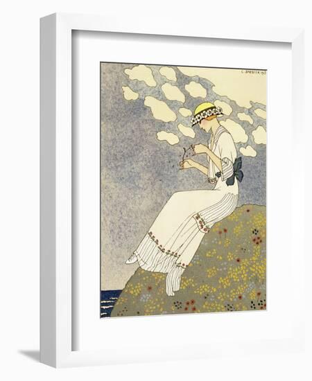 Un Peu, Design For a Country Dress by Paquin, c.1913-Georges Barbier-Framed Giclee Print