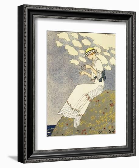 Un Peu, Design For a Country Dress by Paquin, c.1913-Georges Barbier-Framed Giclee Print