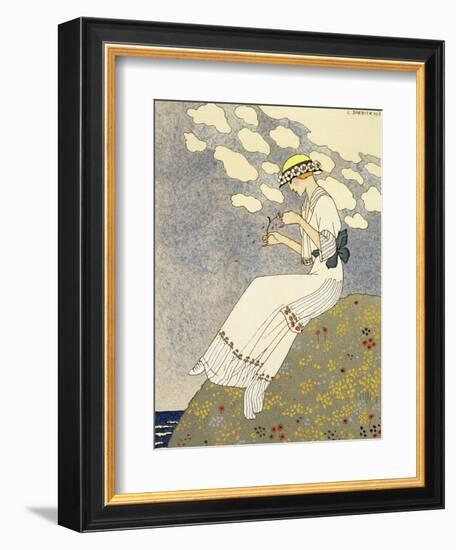 Un Peu, Design For a Country Dress by Paquin, c.1913-Georges Barbier-Framed Giclee Print