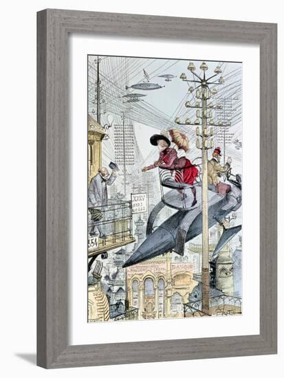 Un Quartier Embrouille," Caricature on the 20th Century, from "Le XXeme Siecle," circa 1890-Albert Robida-Framed Giclee Print