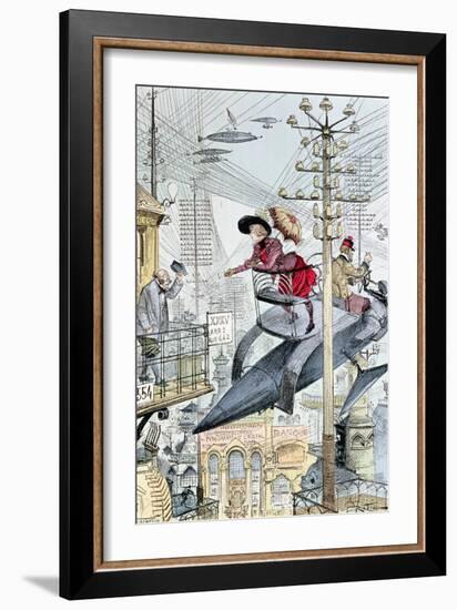 Un Quartier Embrouille," Caricature on the 20th Century, from "Le XXeme Siecle," circa 1890-Albert Robida-Framed Giclee Print