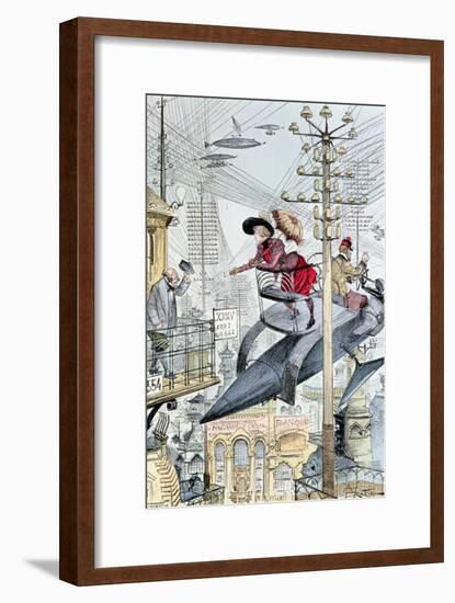 Un Quartier Embrouille," Caricature on the 20th Century, from "Le XXeme Siecle," circa 1890-Albert Robida-Framed Giclee Print