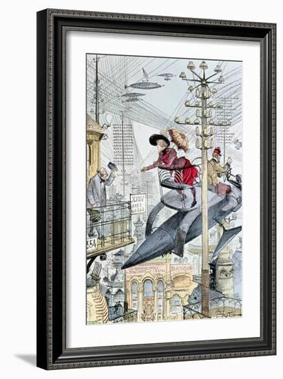 Un Quartier Embrouille," Caricature on the 20th Century, from "Le XXeme Siecle," circa 1890-Albert Robida-Framed Giclee Print