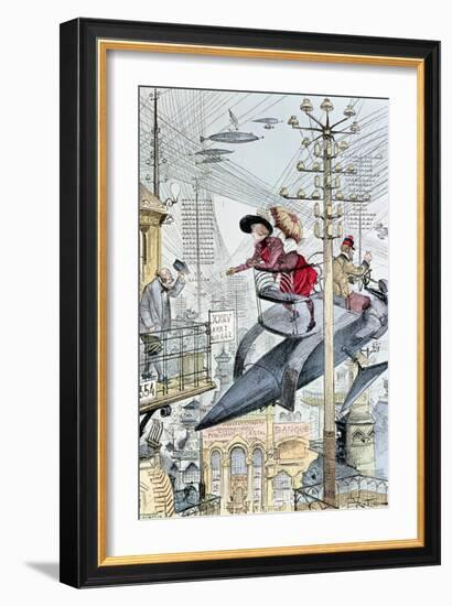 Un Quartier Embrouille," Caricature on the 20th Century, from "Le XXeme Siecle," circa 1890-Albert Robida-Framed Giclee Print