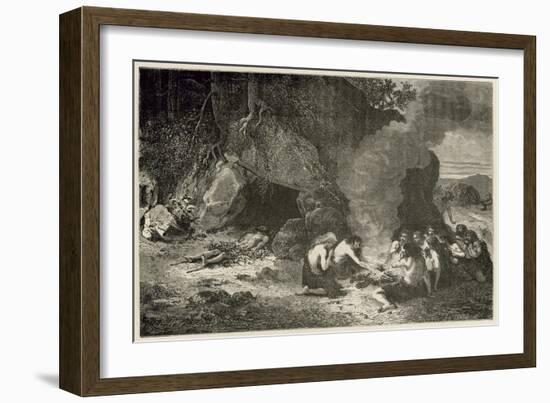 Un Repas Funeraire a L'Epoque Du Grand Ours Et Du Mammouth-Emile Antoine Bayard-Framed Giclee Print