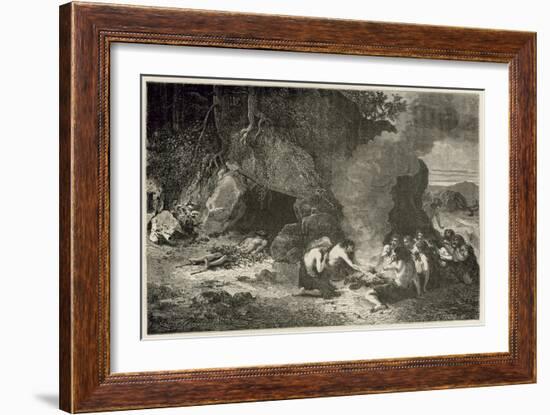 Un Repas Funeraire a L'Epoque Du Grand Ours Et Du Mammouth-Emile Antoine Bayard-Framed Giclee Print