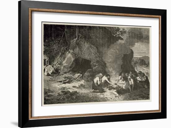 Un Repas Funeraire a L'Epoque Du Grand Ours Et Du Mammouth-Emile Antoine Bayard-Framed Giclee Print