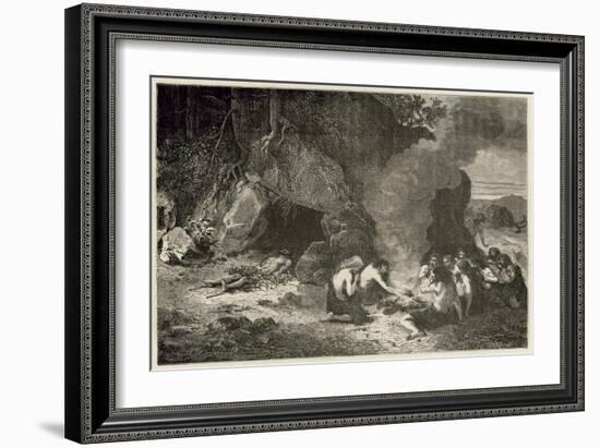 Un Repas Funeraire a L'Epoque Du Grand Ours Et Du Mammouth-Emile Antoine Bayard-Framed Giclee Print