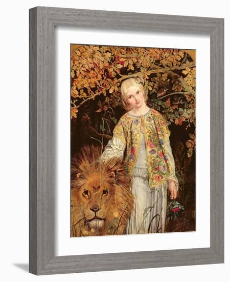 Una and the Lion, Exh. 1860-William Bell Scott-Framed Giclee Print