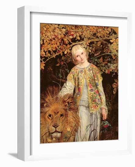 Una and the Lion, Exh. 1860-William Bell Scott-Framed Giclee Print